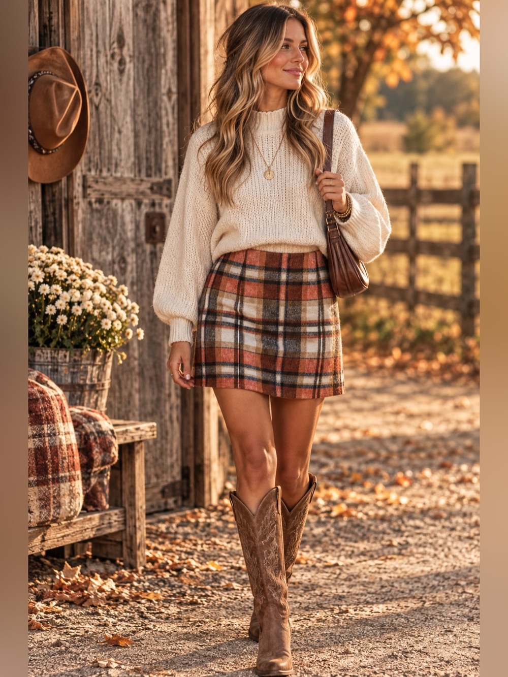 NWT Altar'd State Autumn Plaid Wool-Blend Feel Mini Skirt L